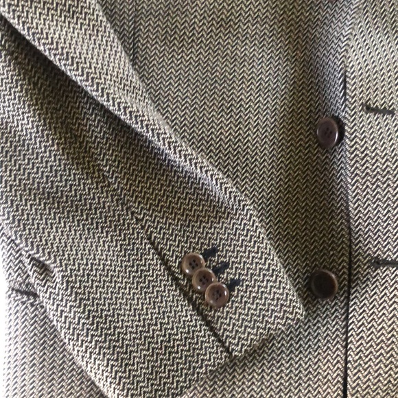 Men’s Sz 44R ARMANI COLLEZIONI Blazer Suit Jacket Chevron Pattern Taupe/ Brown - Picture 7 of 7